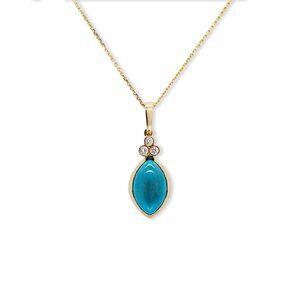 Sleeping Beauty Turquoise Pendant in 14K Solid Gold with Natural Diamond Accents